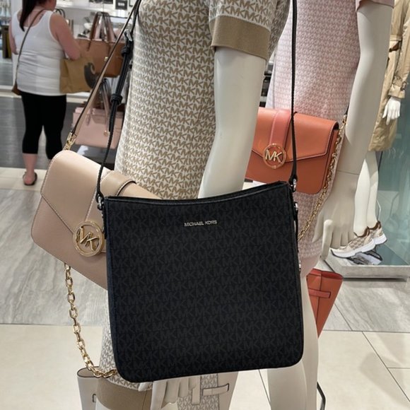 Michael Kors Jet Set Travel Large Messenger Crossbody Bag Black - Picture 5 of 16